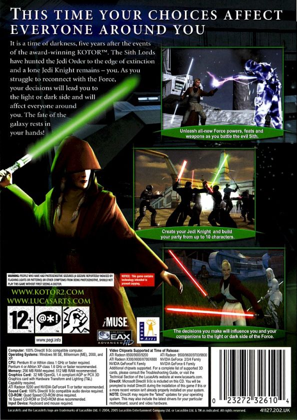 STAR WARS KNIGHTS OF THE OLD REPUBLIC 2 PC GAME  