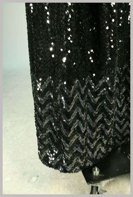 Vintage 70s 80s Black Sequin Covered Evening Dress w Sheer Overlay NWT 