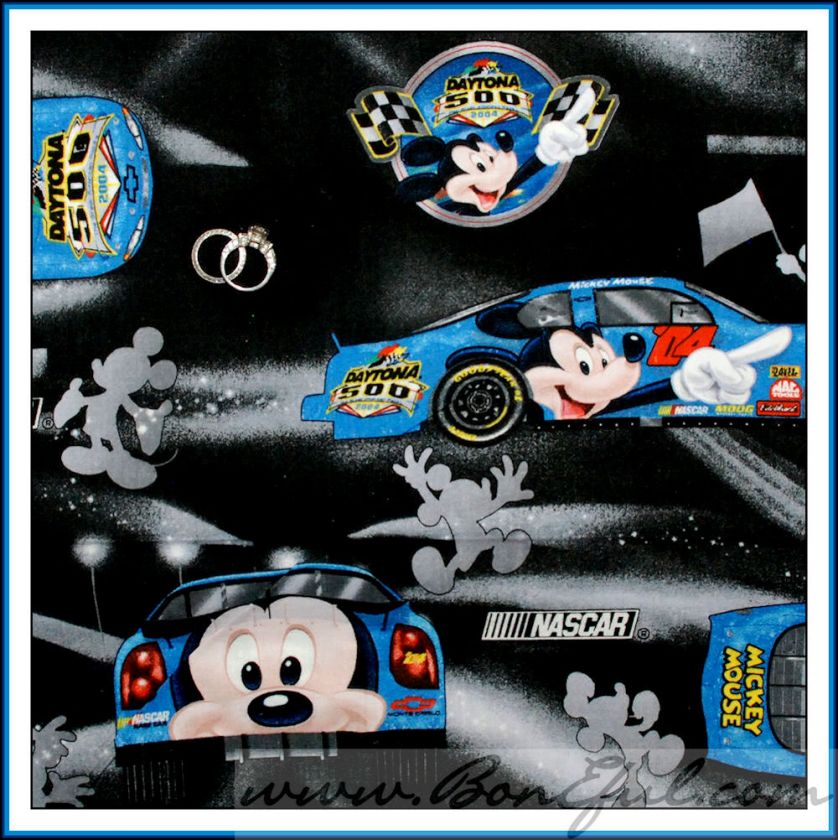 BOOAK Fabric Quilt Cotton Nascar Daytona 500 Mickey Disney VTG Sport 