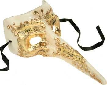 Venetian Mask Mardi Gras Casanova White Gold Halloween  