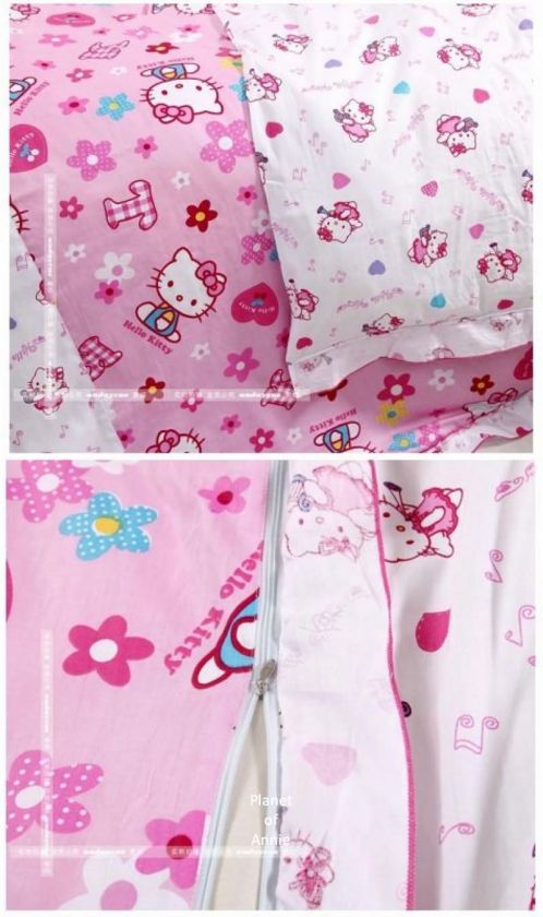 Hello Kitty bed quilt cover sheet set bedspread 4pcs  