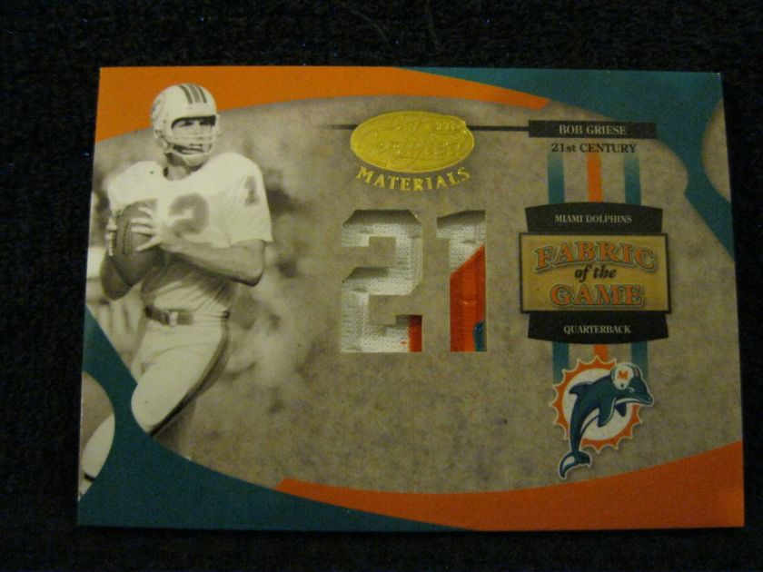 BOB GRIESE 2005 LEAF CERTIFIED FABRICS OF THE GAME 3COLOR PATCH #10/21 