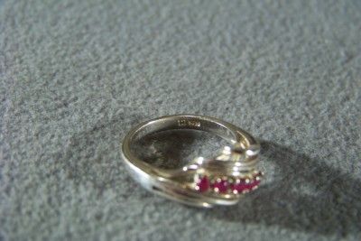 ANTIQUE STERLING SILVER 5 RUBY BOLD FANCY BAND RING 7  
