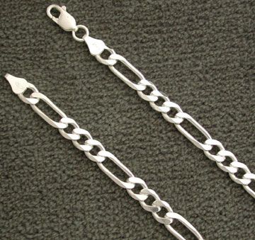 Sterling Silver Figaro 7mm Mens Necklace Chain Jewelry  