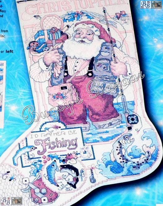   SANTA Counted Cross Stitch Christmas Stocking Kit   L/R  Gillum  