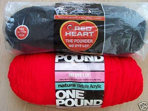 Red Heart & Natura yarn, mixed lot of 2, 2 lbs  