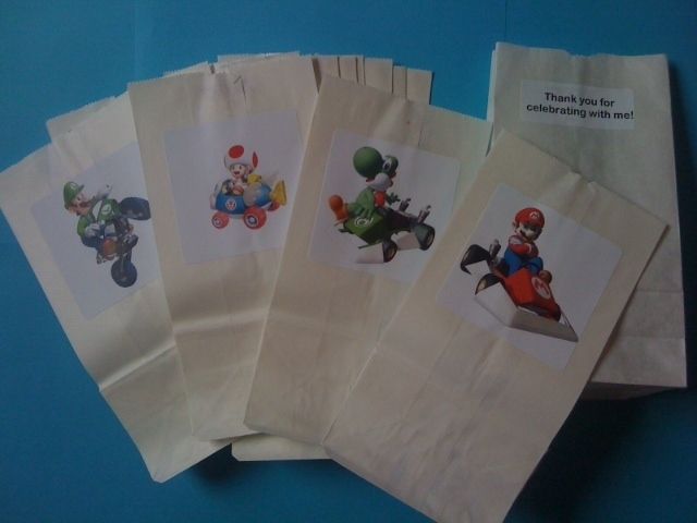 12 Mario Kart Luigi, Toad, Yoshi Favor Loot Bags  