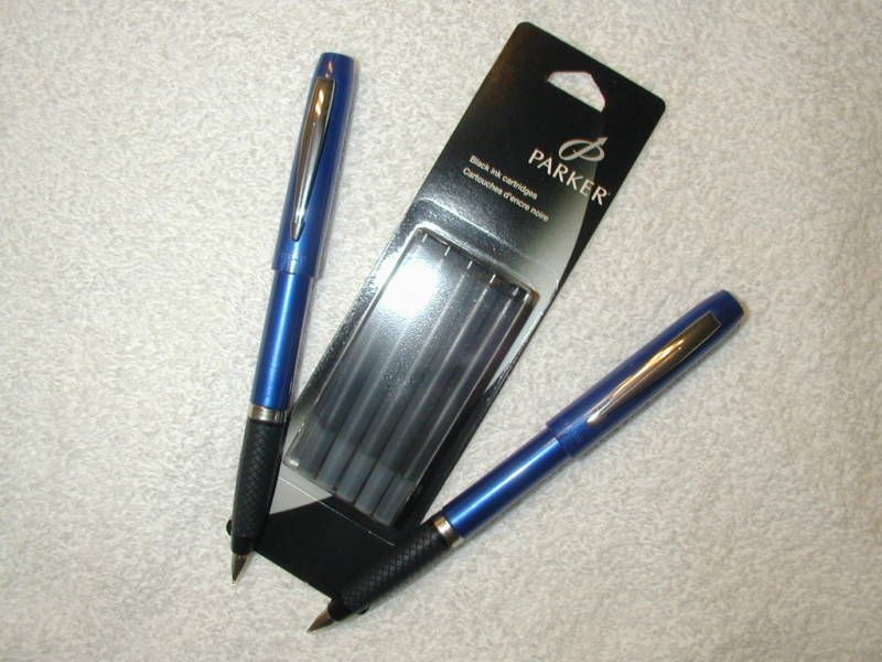 NEW Parker REFLEX Fountain Pens + 5 Parker Cartridges  