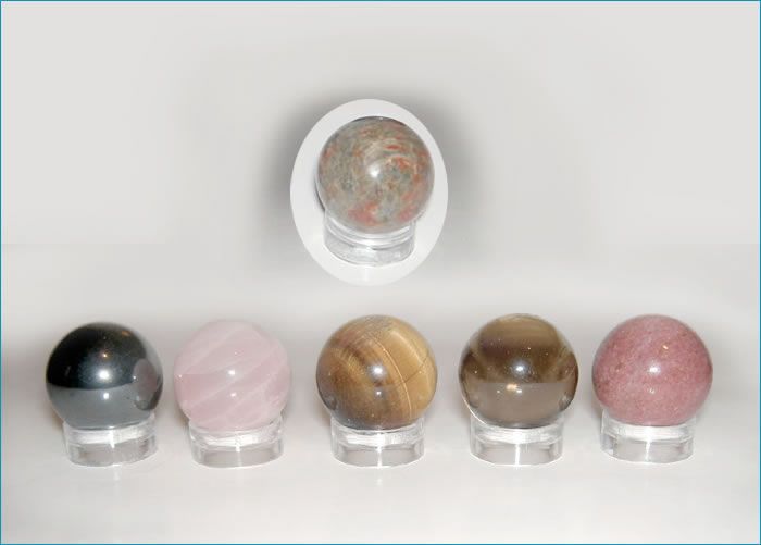 Sphere Crystal Balls Unikite, Hematite, Rose Quartz  