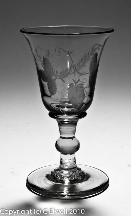 Set 4 Victorian Antique Etched Design Drinking Glasses  