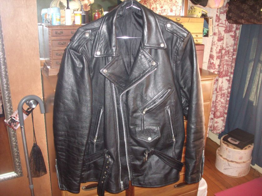 Black Leather Motorcycle Jacket~Ready for your Harley Davidson Patch 