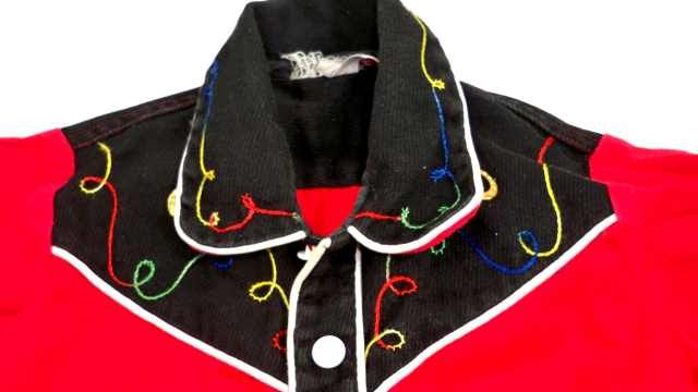Vintage Boys Cowboy Shirt Red/Black Kiddie Cruise 1950  